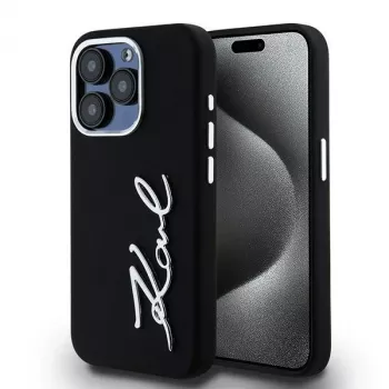 Karl Lagerfeld KLHCP15LSCMSMVK Hardcase Silicone Metal Script Logo pro iPhone 15 Pro 6.1, černé