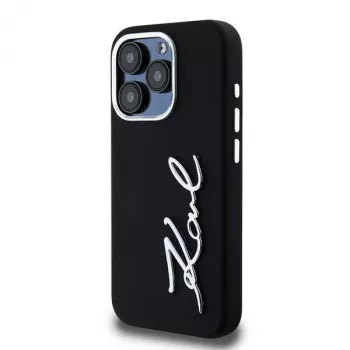 Karl Lagerfeld KLHCP15LSCMSMVK Hardcase Silicone Metal Script Logo pro iPhone 15 Pro 6.1, černé