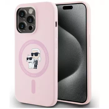 KARL LAGERFELD Silicone Karl&Choupette MagSafe pouzdro pro iPhone 14 Pro Max, růžové