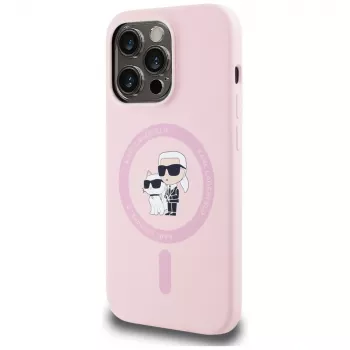 KARL LAGERFELD Silicone Karl&Choupette MagSafe pouzdro pro iPhone 14 Pro Max, růžové