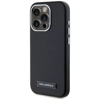 KARL LAGERFELD Metal Plate MagSafe pouzdro pro iPhone 15 Pro, černé