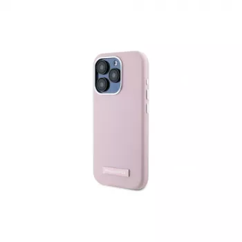 Karl Lagerfeld KLHMP15LPGMSRPP iPhone 15 Pro 6,1 inch růžové pevné pouzdro s kovovou destičkou MagSafe