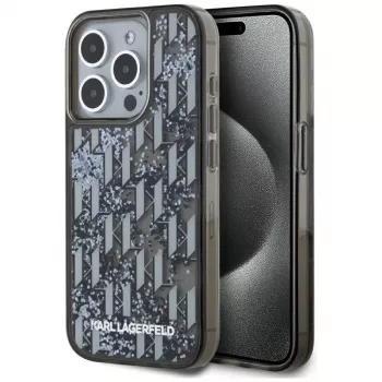 Karl Lagerfeld Liquid Glitter Monogram Gradient pouzdro pro iPhone 15 Pro Max, černé