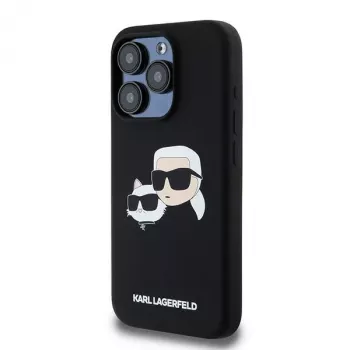 Pevné silikonové pouzdro Karl & Choupette MagSafe Karl Lagerfeld KLHMP15LSKCHPPLK pro iPhone 15 Pro 6,1 inch, černé