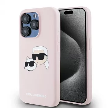 Pevné silikonové pouzdro Karl & Choupette MagSafe Karl Lagerfeld KLHMP15LSKCHPPLP pro iPhone 15 Pro 6,1 inch, růžové