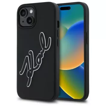Karl Lagerfeld KLHCP15S3DRKSDLK iPhone 15 6,1 inch černé pevné pouzdro 3D Rubber Signature