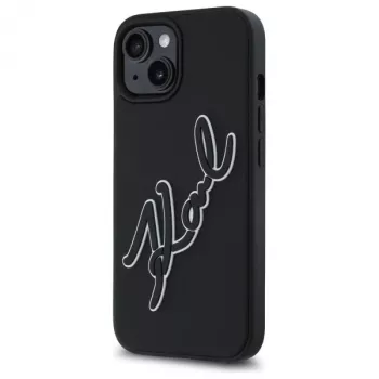 Karl Lagerfeld KLHCP15S3DRKSDLK iPhone 15 6,1 inch černé pevné pouzdro 3D Rubber Signature