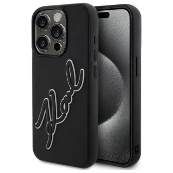 Karl Lagerfeld KLHCP15L3DRKSDLK iPhone 15 Pro 6.1 černé pevné pouzdro 3D Rubber Signature