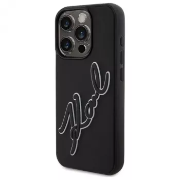 Karl Lagerfeld KLHCP15X3DRKSDLK pevné pouzdro pro Apple iPhone 15 Pro Max 6,7 inch černé 3D Rubber Signature
