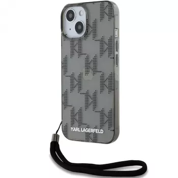 Karl Lagerfeld KLHCP15SHKDPNSK iPhone 15 / 14 / 13 6.1 černé pevné pouzdro IML Mono KL Pattern & Cord