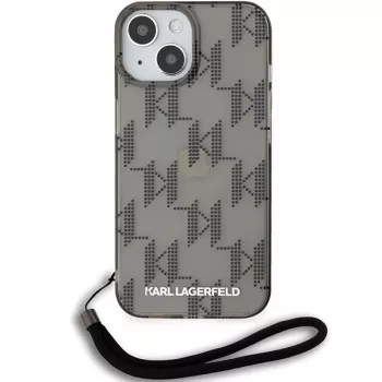 Karl Lagerfeld KLHCP15SHKDPNSK iPhone 15 / 14 / 13 6.1 černé pevné pouzdro IML Mono KL Pattern & Cord