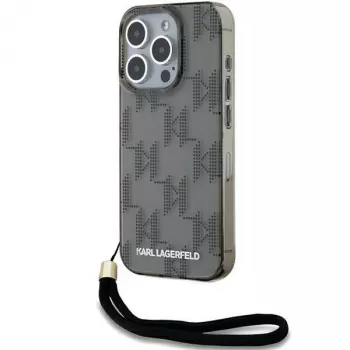 Karl Lagerfeld KLHCP15XHKDPNSK iPhone 15 Pro Max 6,7 inch černé pevné pouzdro IML Mono KL Pattern & Cord
