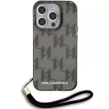 Karl Lagerfeld KLHCP15XHKDPNSK iPhone 15 Pro Max 6,7 inch černé pevné pouzdro IML Mono KL Pattern & Cord