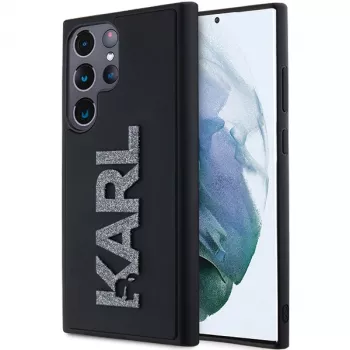 Karl Lagerfeld KLHCS24L3DMBKCK pevné pouzdro pro Samsung Galaxy S24 Ultra černé 3D Rubber Glitter Logo