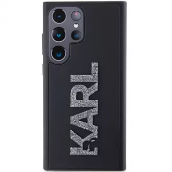Karl Lagerfeld KLHCS24L3DMBKCK pevné pouzdro pro Samsung Galaxy S24 Ultra černé 3D Rubber Glitter Logo