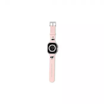 Řemínek na Apple Watch Karl Lagerfeld 3D Rubber Karl & Choupette Heads 42/44/45/49 mm růžový