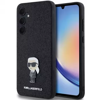 Karl Lagerfeld KLHCSA35GKNPSK A35 A356 černé pevné pouzdro Fixed Glitter Ikonik Logo Metal Pin pro Samsung Galaxy A35 5G