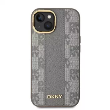 DKNY DKHMP14SPCPVSLE iPhone 14 6.1 inch Beige Hardcase Leather Checkered Mono Pattern MagSafe