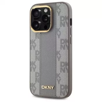 DKNY DKHMP14LPCPVSLE Hardcase Leather Checkered Mono Pattern MagSafe for iPhone 14 Pro 6.1 Beige