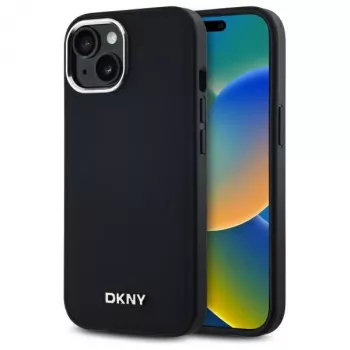 DKNY DKHMP15SPSCMCLK iPhone 15 6.1 inch Black Hardcase Plain Logo MagSafe