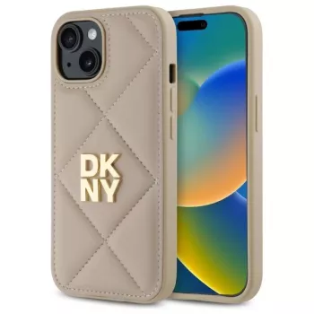 DKNY DKHCP15SPQDSLE Quilted Stack Logo Case for iPhone 15 6.1 inch Beige