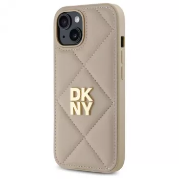 DKNY DKHCP15SPQDSLE Quilted Stack Logo Case for iPhone 15 6.1 inch Beige