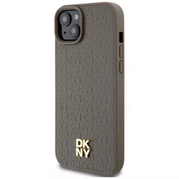 DKNY DKHMP15MPSHRPSW Hardcase Leather Pattern with Metal Logo MagSafe for iPhone 15 Plus / 14 Plus 6.7 inch Brown