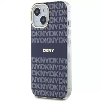 DKNY DKHMP15SHRHSEB Hard Case for iPhone 15/14/13 6.1 inch Blue Mono & Stripe IML MagSafe