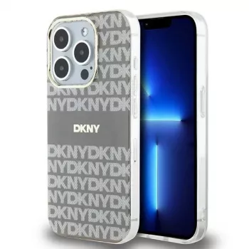 DKNY DKHMP15LHRHSEE Hardcase for Apple iPhone 15 Pro 6.1 inch Beige IML Mono & Stripe MagSafe