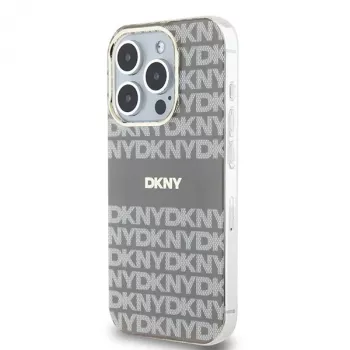 DKNY DKHMP15LHRHSEE Hardcase for Apple iPhone 15 Pro 6.1 inch Beige IML Mono & Stripe MagSafe