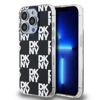 DKNY DKHCP15LHDLCEK hard case for Apple iPhone 15 Pro 6.1, black, IML Checkered Mono Pattern