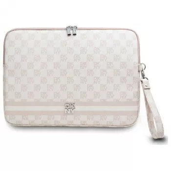 DKNY pouzdro DKCS14PVSHLP 14 inch růžové kostkované vzor potištěné pruhy