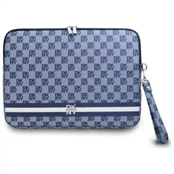 DKNY pouzdro DKCS14PVSHLB 14 inch modré kostkované vzor potištěné pruhy pouzdro na notebook