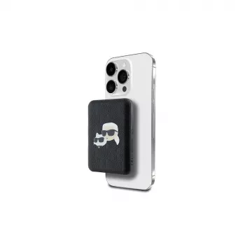 Powerbanka bezdrátová Karl Lagerfeld 5000mAh 15W MagSafe černá Karl & Choupette Head Pin KF002166