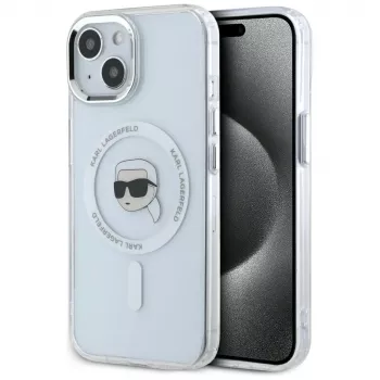 KARL LAGERFELD IML Metal Karl Head MagSafe pouzdro pro Apple iPhone 15 Plus bílé