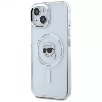 KARL LAGERFELD IML Metal Karl Head MagSafe pouzdro pro Apple iPhone 15 Plus bílé