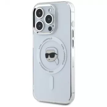 KARL LAGERFELD IML Metal Karl Head MagSafe pouzdro pro Apple iPhone 15 Pro, bílé