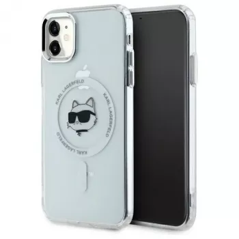 Karl Lagerfeld KLHMN61HLSCHH iPhone 11 / Xr 6.1 inch bílé pevné pouzdro IML Metal Choupette Head MagSafe
