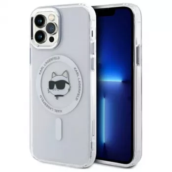 Karl Lagerfeld KLHMP12MHLSCHH pevné pouzdro pro iPhone 12/12 Pro 6,1 inch bílé IML Metal Choupette Head MagSafe