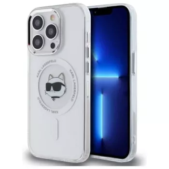 Karl Lagerfeld KLHMP14LHLSCHH iPhone 14 Pro 6.1 inch pevné pouzdro IML Metal Choupette Head MagSafe bílé