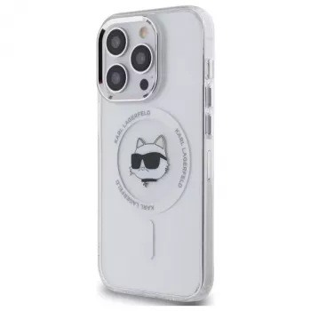 Karl Lagerfeld KLHMP14LHLSCHH iPhone 14 Pro 6.1 inch pevné pouzdro IML Metal Choupette Head MagSafe bílé