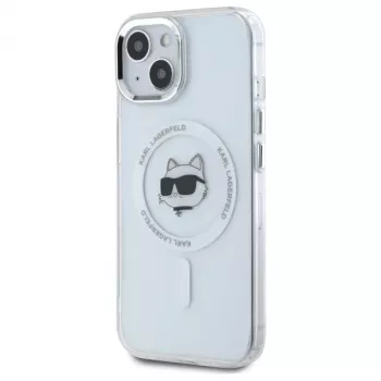 Karl Lagerfeld KLHMP15MHLSCHH pevné pouzdro pro Apple iPhone 15 Plus 6,7 inch bílé IML Metal Choupette Head MagSafe