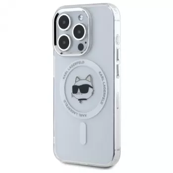 Karl Lagerfeld KLHMP15LHLSCHH iPhone 15 Pro 6.1 inch pevné pouzdro IML Metal Choupette Head MagSafe bílé