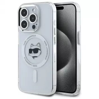 Karl Lagerfeld KLHMP15XHLSCHH pevné pouzdro IML Metal Choupette Head MagSafe pro iPhone 15 Pro Max 6,7 inch bílé