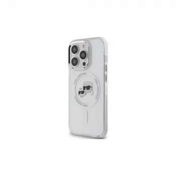 Pouzdro Karl Lagerfeld KLHMP14XHLSKCH IML Metal Karl & Choupette Head MagSafe pro iPhone 14 Pro Max 6,7 inch bílé