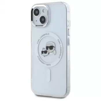 Pouzdro Karl Lagerfeld KLHMP15SHLSKCH pro Apple iPhone 15 6,1 inch bílé Karl & Choupette Head MagSafe