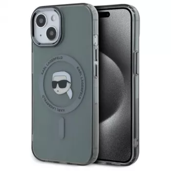 Pouzdro Karl Lagerfeld KLHMP15SHLSKIK IML Metal Karl Head MagSafe pro Apple iPhone 15 6,1 inch černé