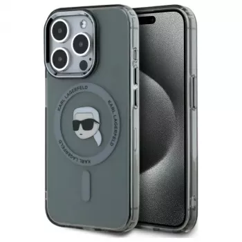 Pouzdro Karl Lagerfeld KLHMP15XHLSKIK IML Metal Karl Head MagSafe pro iPhone 15 Pro Max 6,7 inch černé