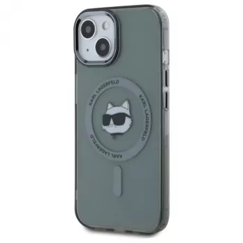 Karl Lagerfeld KLHMP15SHLSCHK pevné pouzdro pro iPhone 15 6,1 inch černé Metal Choupette Head MagSafe