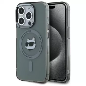 Karl Lagerfeld KLHMP15LHLSCHK iPhone 15 Pro 6.1 inch pevné pouzdro IML Metal Choupette Head MagSafe černé